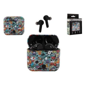Cuffie Bluetooth con custodia di ricarica,Grafiti, Auricolari Bluetooth, Cuffie Wireless, con Microfono/per iPhone Samsung Huawei Xiaomi, One Plus (GRAFFITI)