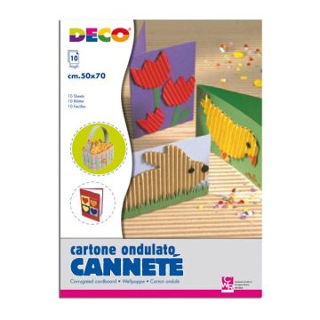 SET 10FG CARTONCINO ONDULATO 50X70CM CANNETE' colori assortiti CWR