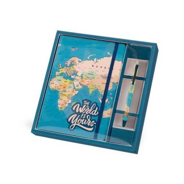 Set Notebook A5 + penna cancellabile BLUE MAPS- I TOTAL