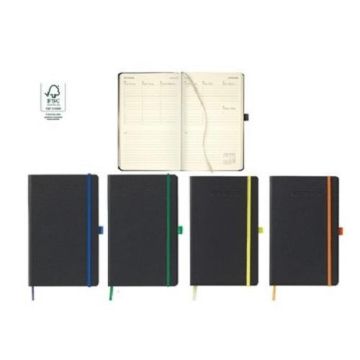 AGENDA 2025 settimanale 13 x 21cm, BLACK COLOR carta avorio, con elastico