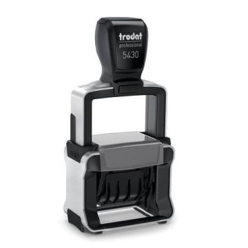 Datario con testo PERSONALIZZATO Trodat Professional 5430 H caratteri 4 mm - dim max pers.ne 41x24 mm - fino a 2+2 righe