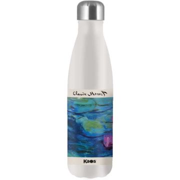 Kaos - Borraccia Termica Termos 500 ml - Acciaio Inossidabile Inox - doppia parete per bevande calde e fredde - Monet Ninfee
