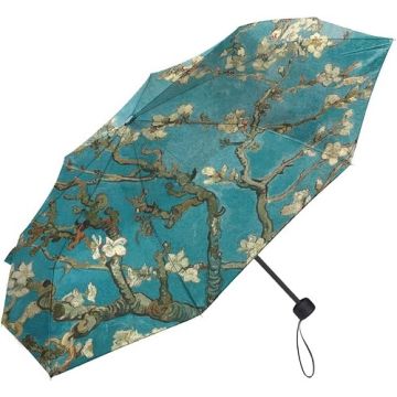 Kaos - Ombrello da Pioggia Pieghevole - Intelaiatura in ferro con asta a 3 scatti - 280 gr - 25x5 cm- Tessuto in Poliestere stampato - custodia personalizzata - Van Gogh Rami di Mandorlo in Fiore