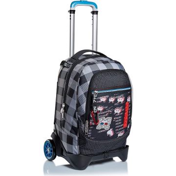 Seven Trolley Jack 2Wd - Space Check. 2in 1 Carrello Sganciabile per Uso Zaino, Nero - Scuola e Tempo Libero