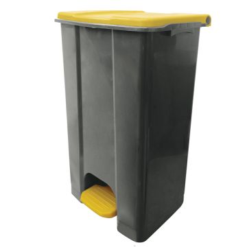 MEDIALINTERNATIONAL Contenitore mobile Ecoconti - a pedale - 80 L - plastica riciclata - grigio/giallo - Medial International