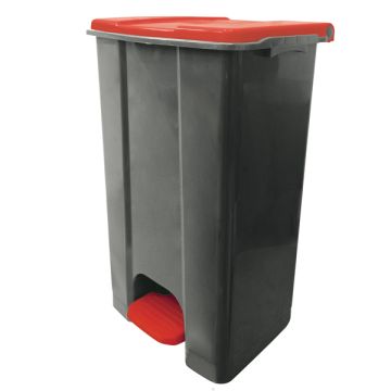MEDIALINTERNATIONAL Contenitore mobile Ecoconti - a pedale - 80 L - plastica riciclata - grigio/rosso - Medial International