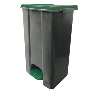 MEDIALINTERNATIONAL Contenitore mobile Ecoconti - a pedale - 80 L - plastica riciclata - grigio/verde - Medial International