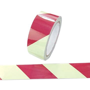Nastro fotoluminescente adesivo - 4 cm x 10 m - giallo/strisce rosse - Cartelli Segnalatori
