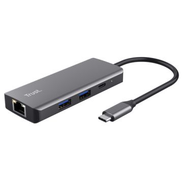 Adattatore multiporta Trust USB-C 6in1 in alluminio argento 24968