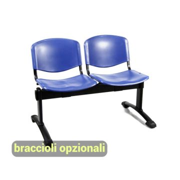 Panca 2 posti attesa Unisit Dado D5P2P - PPL nero D5P2P/NE
