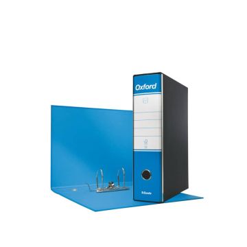 Registratore con custodia Esselte G83 Oxford commerciale 29,5x32 cm - dorso 8 cm azzurro - 390783800