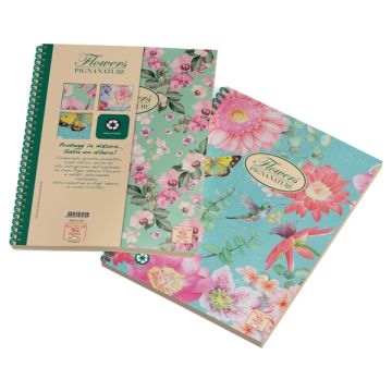 Maxi spiralato Pigna Nature Flowers A4 - 120 ff - 4 fori - 5 mm 0215124T5