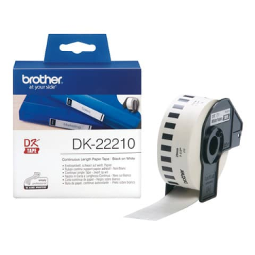 Rotolo di etichetta continua in carta adesiva nero/bianco Brother 29 mm x 30,48 mt - DK22210