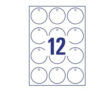 Cartellini micro-perforati Avery ultraresistenti in plastica 190µ tondi bordi lisci in conf. da 120 pz T3004-10