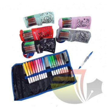Astuccio rotolo 18 Pennarelli BrushPen dppiaPunta - Poolover TintaUnita