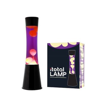 Lampada Lava 40cm base nera, liquido viola/cera gialla I-TOTAL
