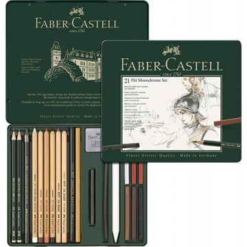Set da disegno artistico in scatola in metallo 21 pezzi. Faber castell