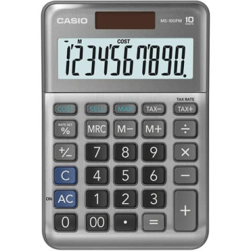 Calcolatrice da tavolo CASIO solare o batteria argento - display 10 cifre MS-100FM-WA-EP