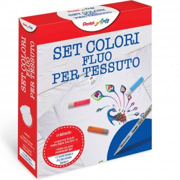 Pentel-Set colori per stoffa- FABRIC FUN + MAGLIETTA + ROLLER PENTEL