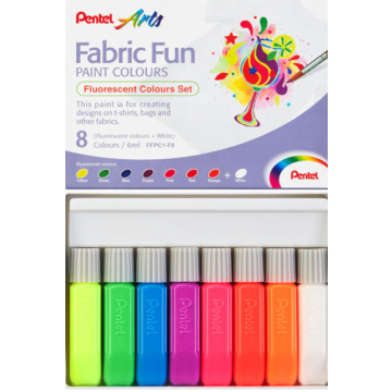 Colori per stoffa. 8 colori fluo. Fabric fun. Pentel
