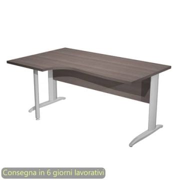 Scrivania penisola sinistra frassino toscano 160x60/80/100xH.72 gamba a L metallo cromato Presto Compact - 009K211/F/AR