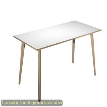 Tavolo alto Woody 160x80xH.105 cm con gambe rovere Artexport piano bianco 6403-DKC-3C-AQ