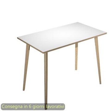 Tavolo alto Woody 120x80xH.105 cm con gambe rovere Artexport piano bianco 6404-DKC-3C-AQ