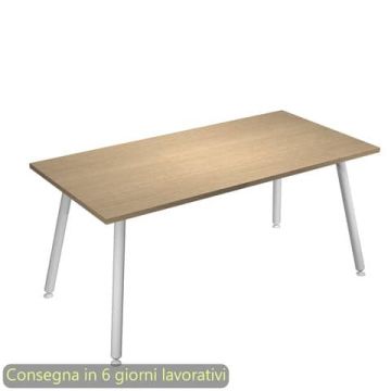 Scrivania piano rovere180x80xH.74,4 cm gamba metallo tubolare bianca linea Skinny Metal Artexport - 6405-DJA-C-AN