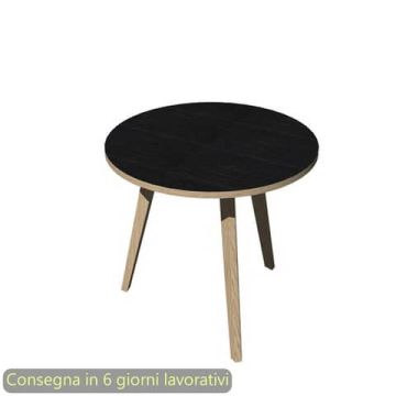 Tavolo riunione rotondo Woody ø80xH.74,4 cm con 3 gambe rovere Artexport piano nero - 6408-DKA-8C-AQ
