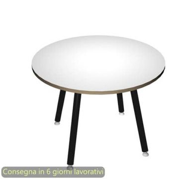 Tavolo riunione rotondo Skinny Metal ø100xH.74,4 cm con 3 gambe met. bianche Artexport piano bianco - 6410-DJA-3C-AN
