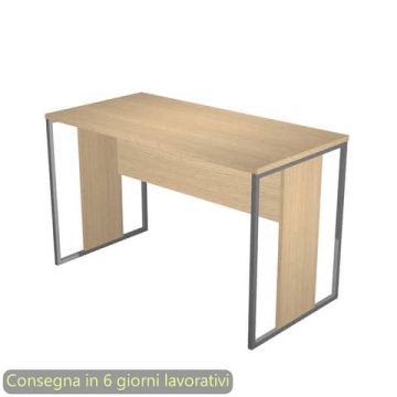 Scrivania piano rovere 120x60xH.74,4 cm gamba a pannello con anello in metallo antracite Blade Artexport - 484-C-AF