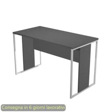 Scrivania piano antracite 120x60x74,4 cm gamba a pannello con anello in metallo bianco linea Blade Artexport - 484-T-AN
