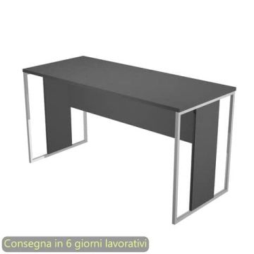 Scrivania piano antracite 140x60x74,4 cm gamba a pannello con anello in metallo bianco linea Blade Artexport - 482-T-AN