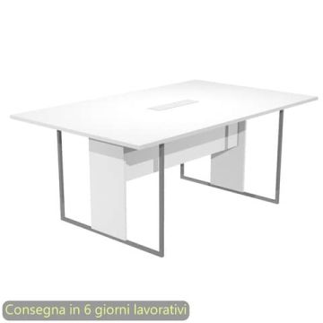 Tavolo riunioni con top access bianco 180x110xH.74,4 cm strut. met. antracite Blade Artexport piano bianco - 425-TOP-3-AF-EA