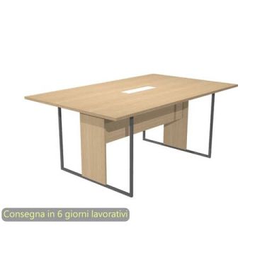 Tavolo riunioni con top access bianco 180x110xH.74,4 cm strut. met. antracite Blade Artexport piano rovere - 425-TOP-C-AF-EA