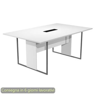 Tavolo riunioni con top access nero 180x110xH.74,4 cm strut. met. antracite Blade Artexport piano bianco - 425-TOP-3-AF-FC