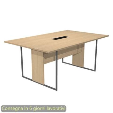 Tavolo riunioni con top access nero 180x110xH.74,4 cm strut. met. antracite Blade Artexport piano rovere - 425-TOP-C-AF-FC