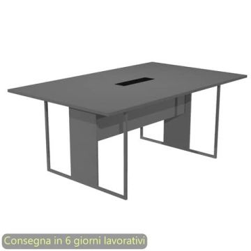 Tavolo riunioni con top access nero 180x110xH.74,4 cm strut. met. antracite Blade Artexport piano antracite - 425-TOP-T-AF-FC