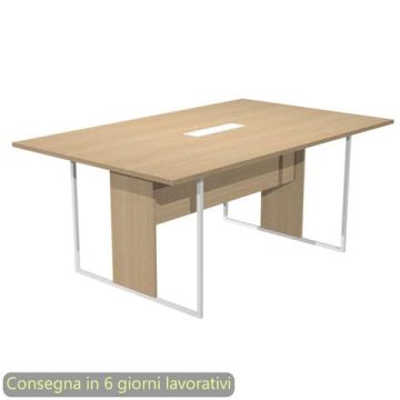 Tavolo riunioni con top access bianco 180x110xH.74,4 cm strut. metallo bianco Blade Artexport piano rovere - 425-TOP-C-AN-EA