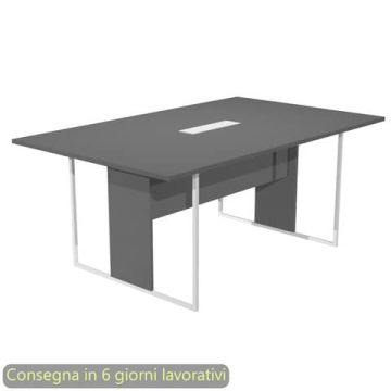 Tavolo riunioni con top access bianco 180x110xH.74,4 cm strut. metallo bianco Blade Artexport piano antracite - 425-TOP-T-AN-EA