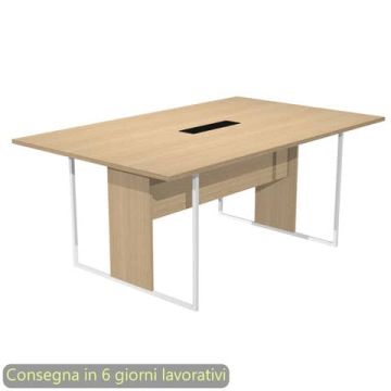 Tavolo riunioni con top access nero 180x110xH.74,4 cm strut. metallo bianco Blade Artexport piano rovere - 425-TOP-C-AN-FC