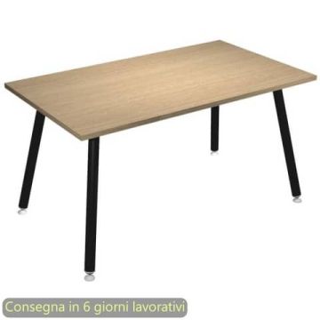 Scrivania piano rovere 140x80xH.74,4 cm gamba metallo tubolare nero opaco linea Skinny Metal Artexport - 6402-DJA-C-AQ