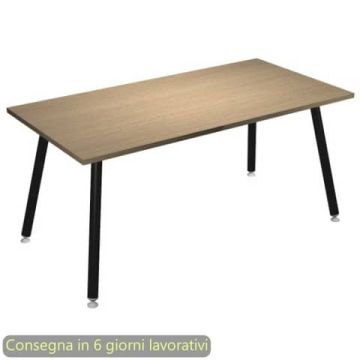 Scrivania piano rovere 160x80xH.74,4 cm gamba metallo tubolare nero opaco linea Skinny Metal Artexport - 6403-DJA-C-AQ