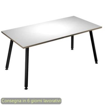 Scrivania piano bianco 120x80xH.74,4 cm gamba metallo tubolare nero opaco linea Skinny Metal Artexport - 6404-DJA-3C-AQ