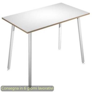 Tavolo alto Skinny Metal 120x80xH.105 cm con gambe met. bianche Artexport piano bianco - 6404-DJC-3C-AN