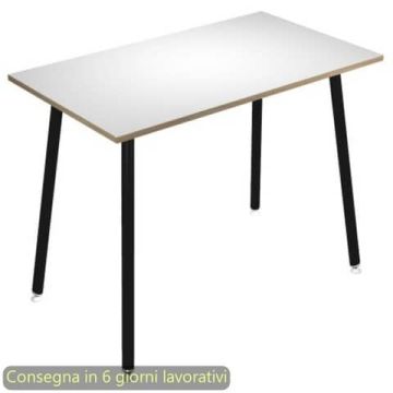 Tavolo alto Skinny Metal 120x80xH.105 cm con gambe met. nere Artexport piano bianco - 6404-DJC-3C-AQ