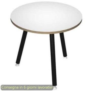 Tavolo rotondo Skinny Metal ø80xH.74,4 cm con gambe met. nere Artexport piano bianco - 6408-DJA-3C-AQ