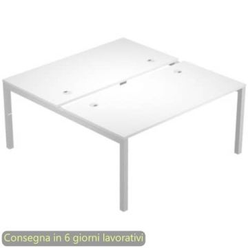 Scrivania Bench doppia piano bianco 160x168xH.72,5 cm gamba a ponte metallo bianco Bridge Artexport - BENCH16/3-AM