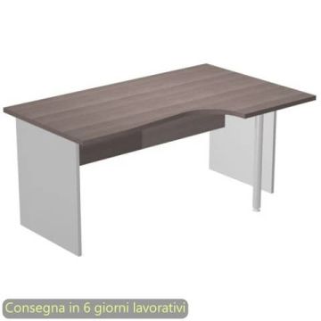 Scrivania penisola dx frassino toscano 160x60/80/100xH72 cm gamba a pannello in melaminico grigio Presto Compact - 008PAN11/F5