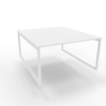 Bench piano bianco 140x160xH.75 cm gamba ad anello in acciaio bianco linea Practika P2 Quadrifoglio - ECBEA14-BA-I